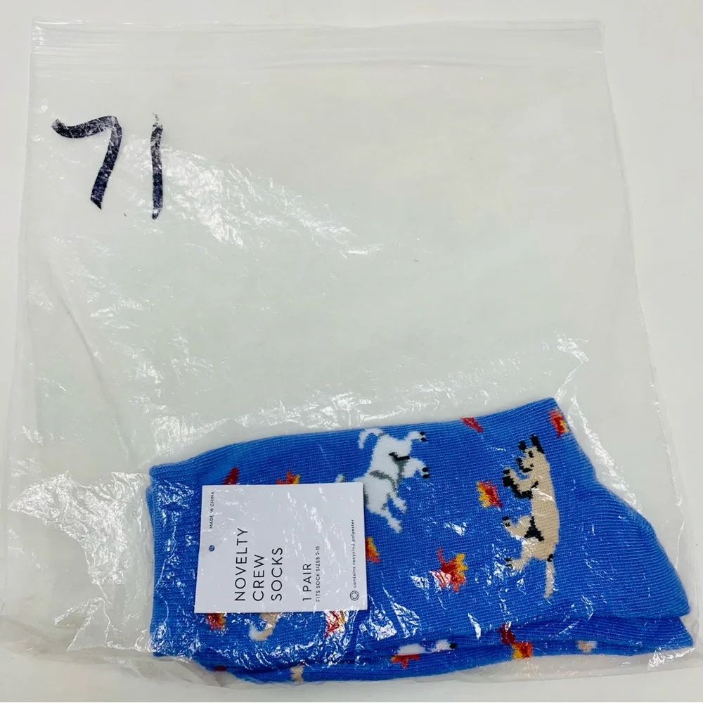 Novelty Crew Socks Dog Print Womens Size 9-11